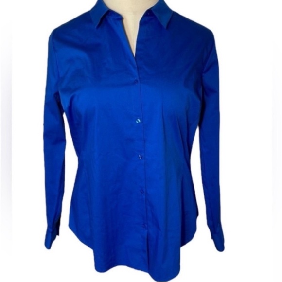 Vintage Worthington Blouse Blue Button Down Royal Long Sleeve Quality 90s Y2K 18 - Picture 1 of 17